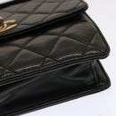 CHANEL Matelasse Turn Lock Waist bag Lamb Skin Black CC Auth yk11590-9