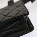 CHANEL Matelasse Turn Lock Waist bag Lamb Skin Black CC Auth yk11590-16
