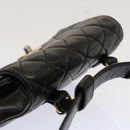 CHANEL Matelasse Turn Lock Waist bag Lamb Skin Black CC Auth yk11590-6