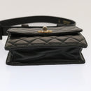 CHANEL Matelasse Turn Lock Waist bag Lamb Skin Black CC Auth yk11590-5