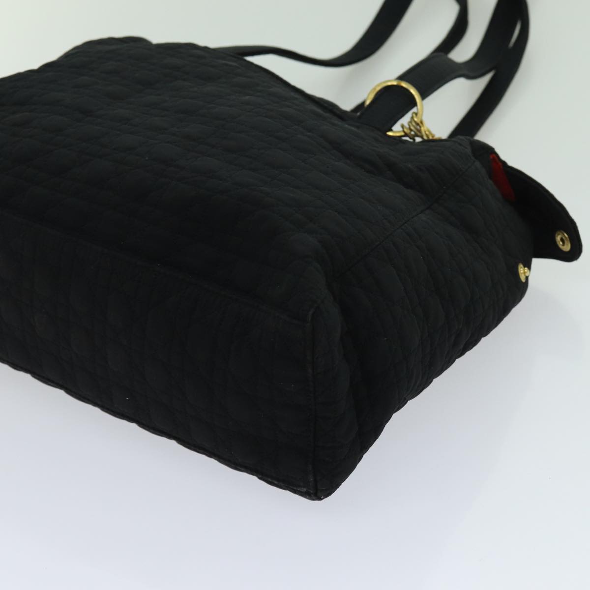 Christian Dior Lady Dior Canage Shoulder Bag Nylon Black Auth yk11596