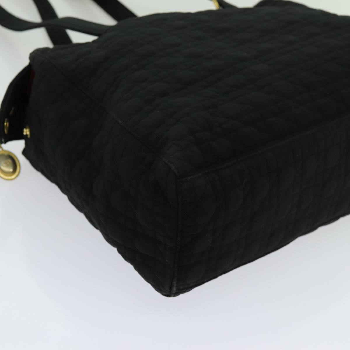 Christian Dior Lady Dior Canage Shoulder Bag Nylon Black Auth yk11596