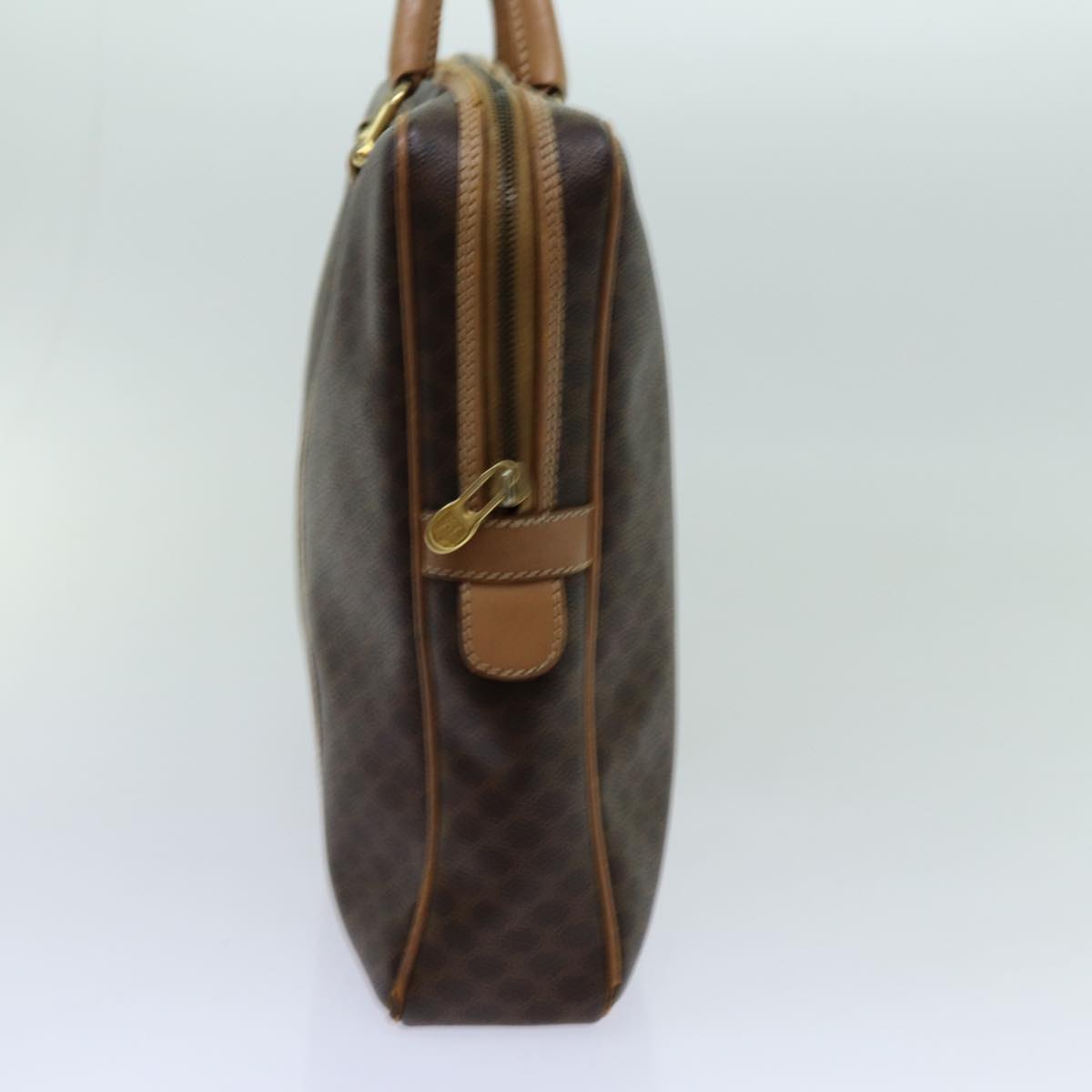 CELINE Macadam Canvas Hand Bag PVC Brown Auth yk11600