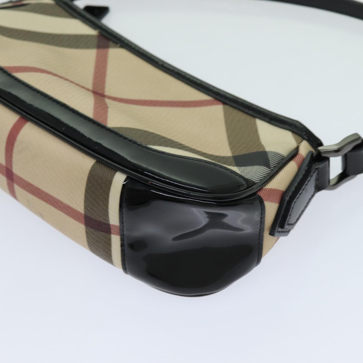 BURBERRY Nova Check Shoulder Bag Coated Canvas Beige Auth yk11612