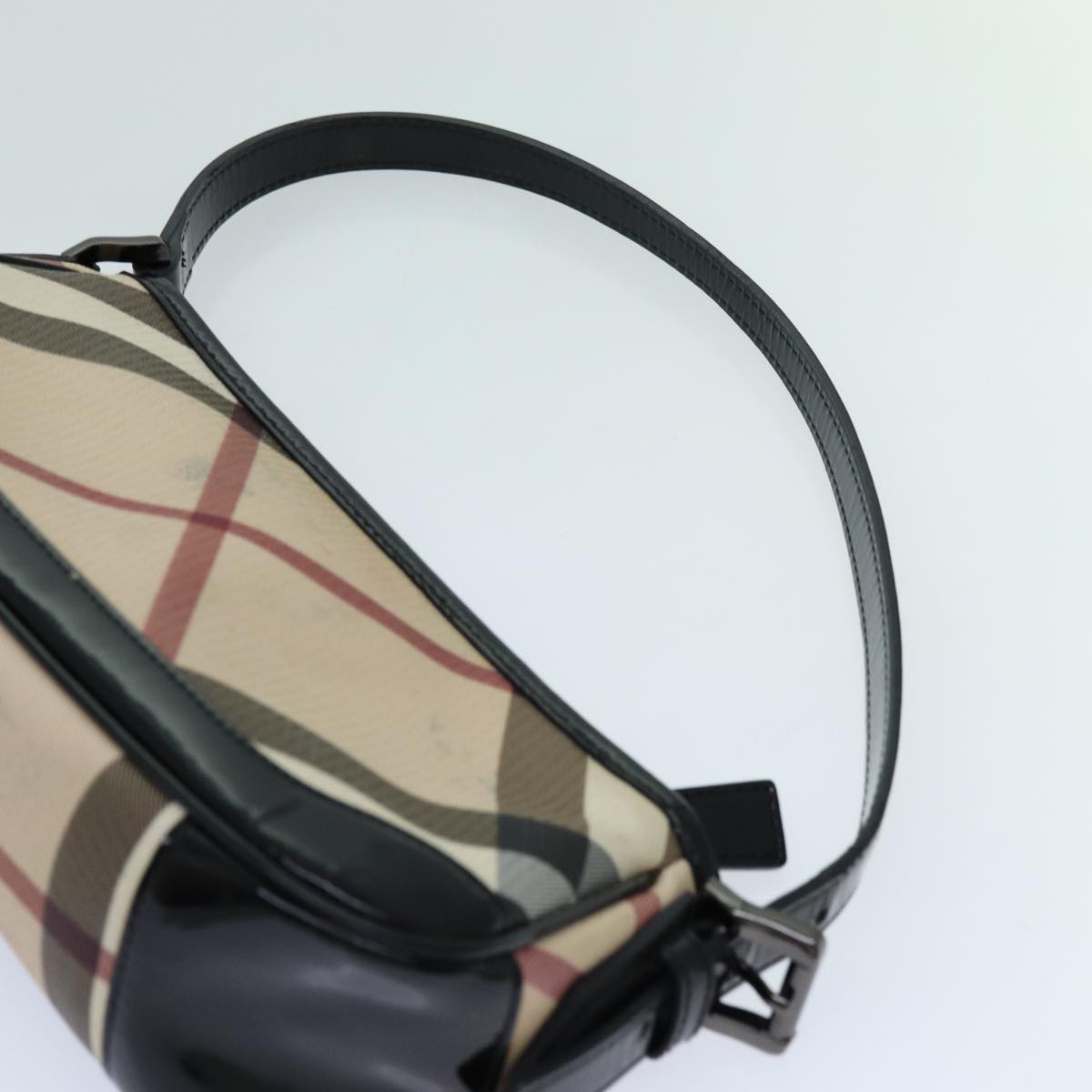 BURBERRY Nova Check Shoulder Bag Coated Canvas Beige Auth yk11612