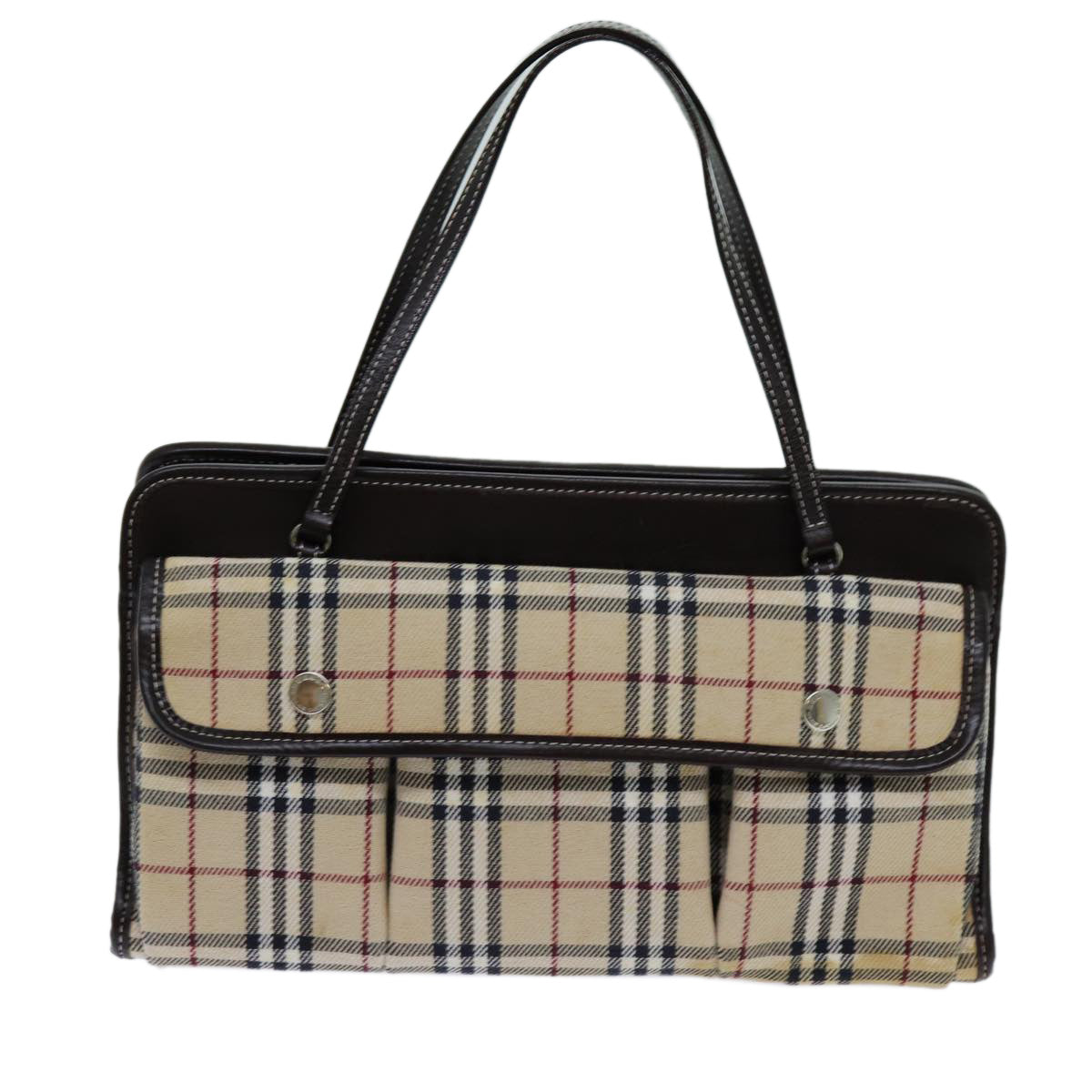 BURBERRY Nova Check Blue Label Hand Bag Canvas Beige Auth yk11613