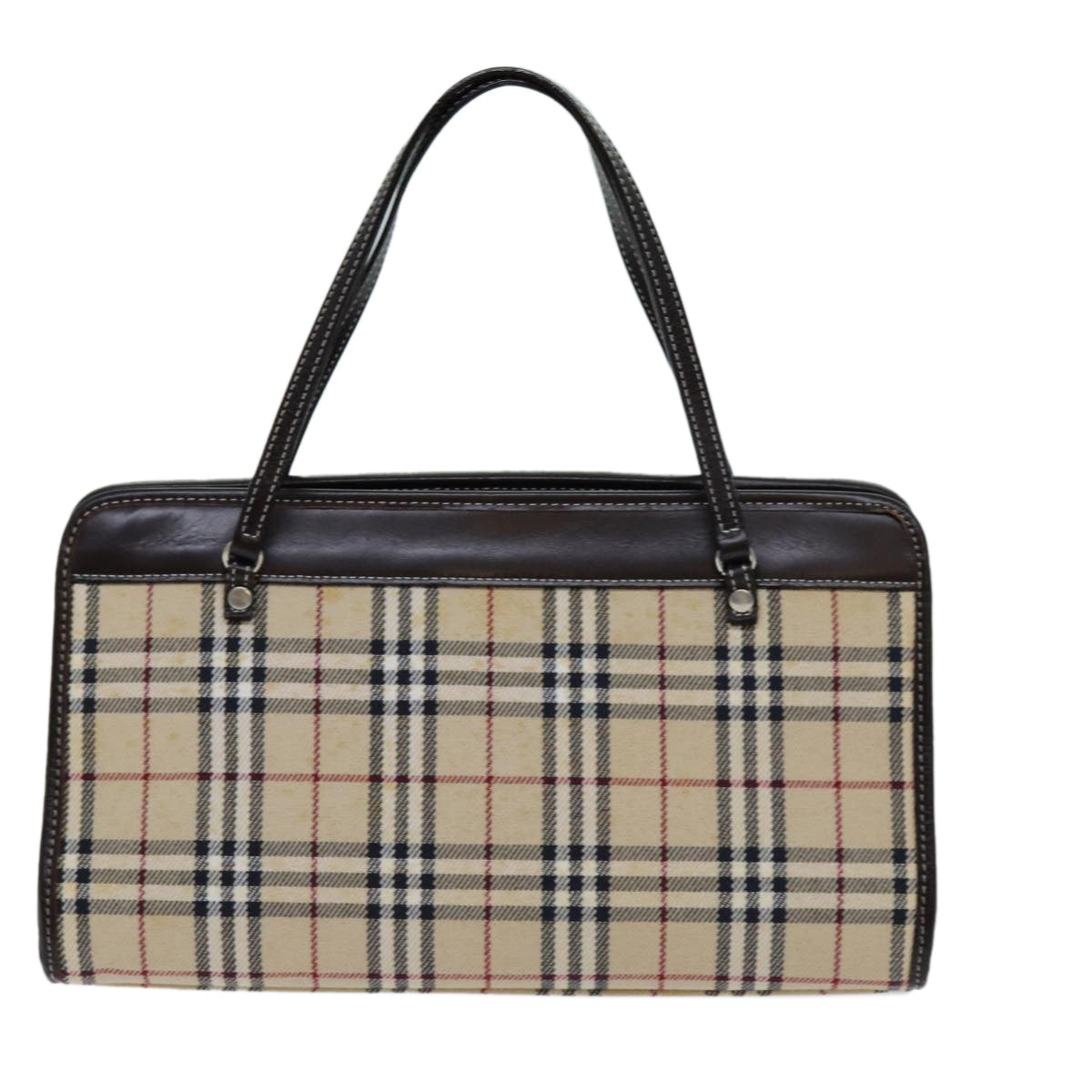 BURBERRY Nova Check Blue Label Hand Bag Canvas Beige Auth yk11613 - 0