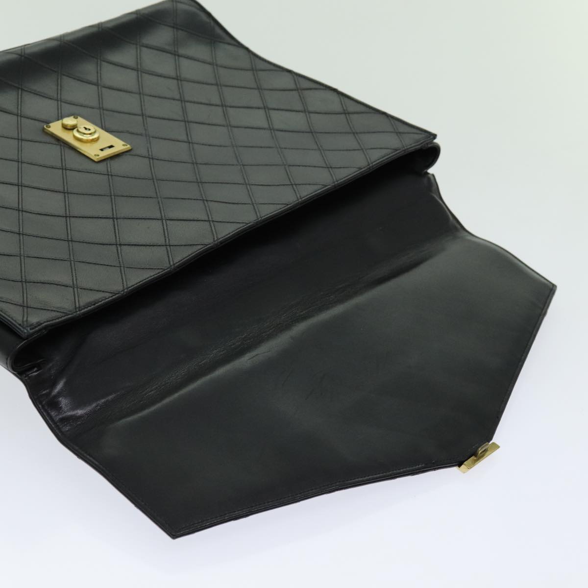 CHANEL Bicolole Hand Bag Leather Black CC Auth yk11619