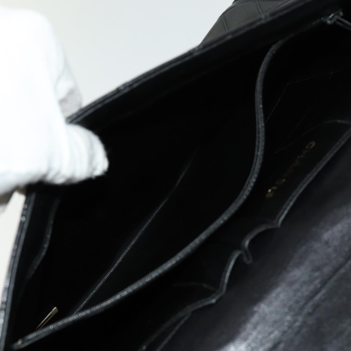 CHANEL Bicolole Hand Bag Leather Black CC Auth yk11619