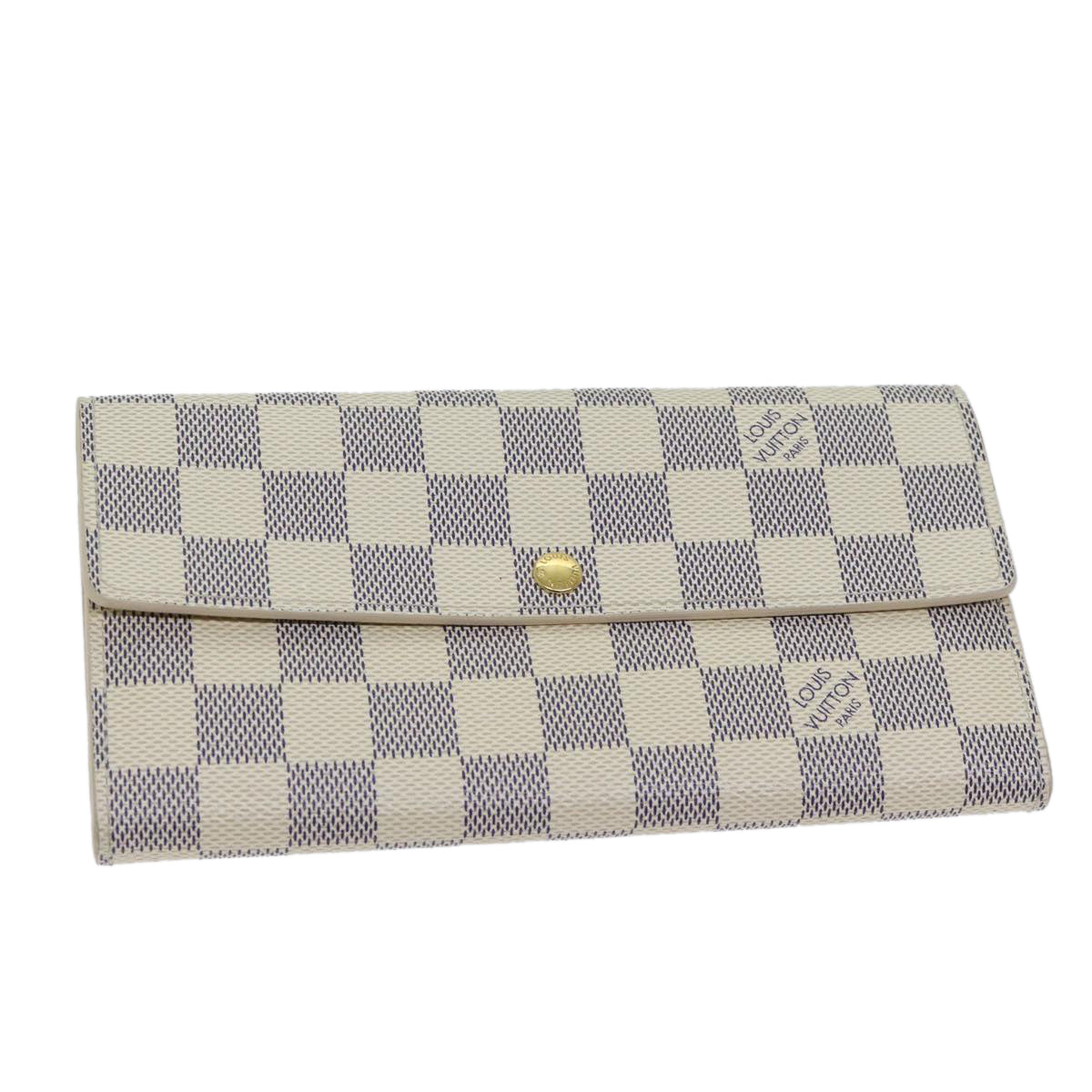 LOUIS VUITTON Damier Azur Portefeuille Sarah Long Wallet N63208 LV Auth yk11622