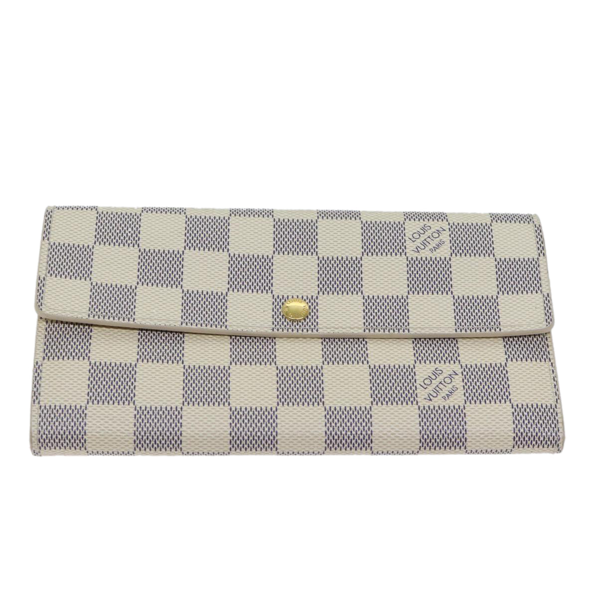 LOUIS VUITTON Damier Azur Portefeuille Sarah Long Wallet N63208 LV Auth yk11622