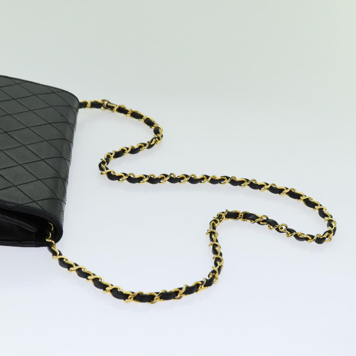 CHANEL Matelasse Chain Shoulder Bag Lamb Skin Black CC Auth yk11628