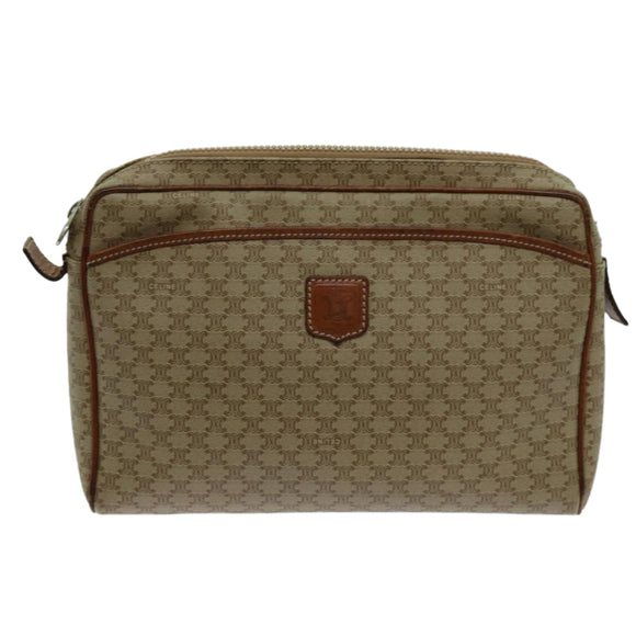 CELINE Macadam Canvas Clutch Bag Beige Auth yk11631