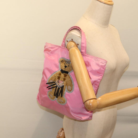 PRADA Hand Bag Nylon Pink Auth yk11651