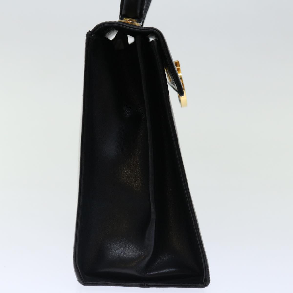 Salvatore Ferragamo Gancini Hand Bag Leather Black Auth yk11657