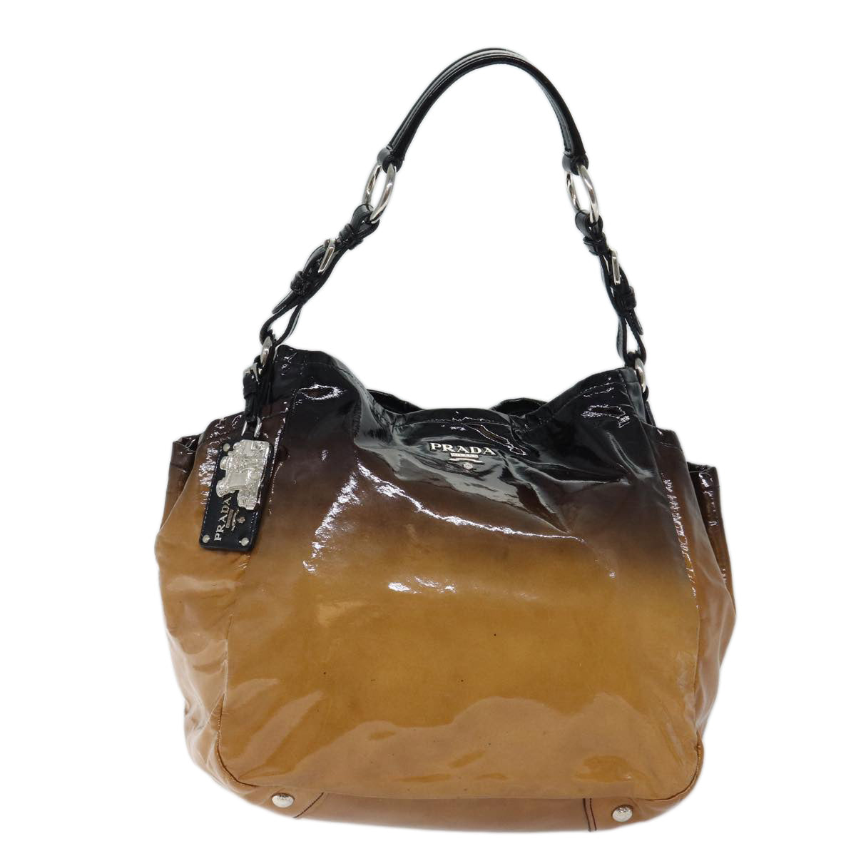 PRADA Shoulder Bag Enamel Brown Auth yk11658