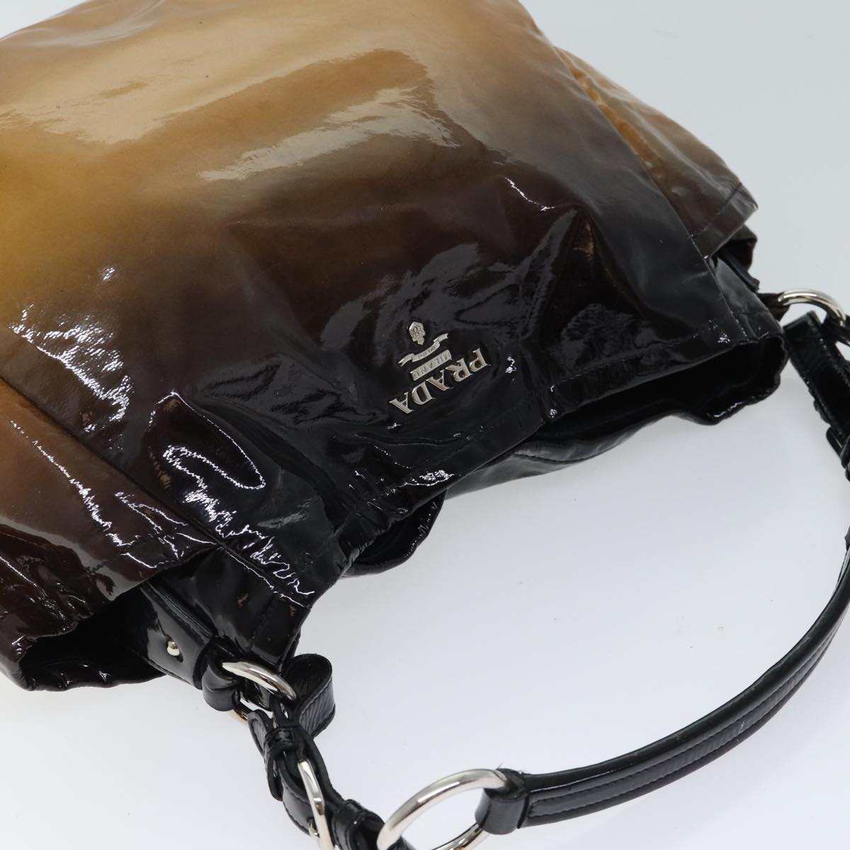 PRADA Shoulder Bag Enamel Brown Auth yk11658