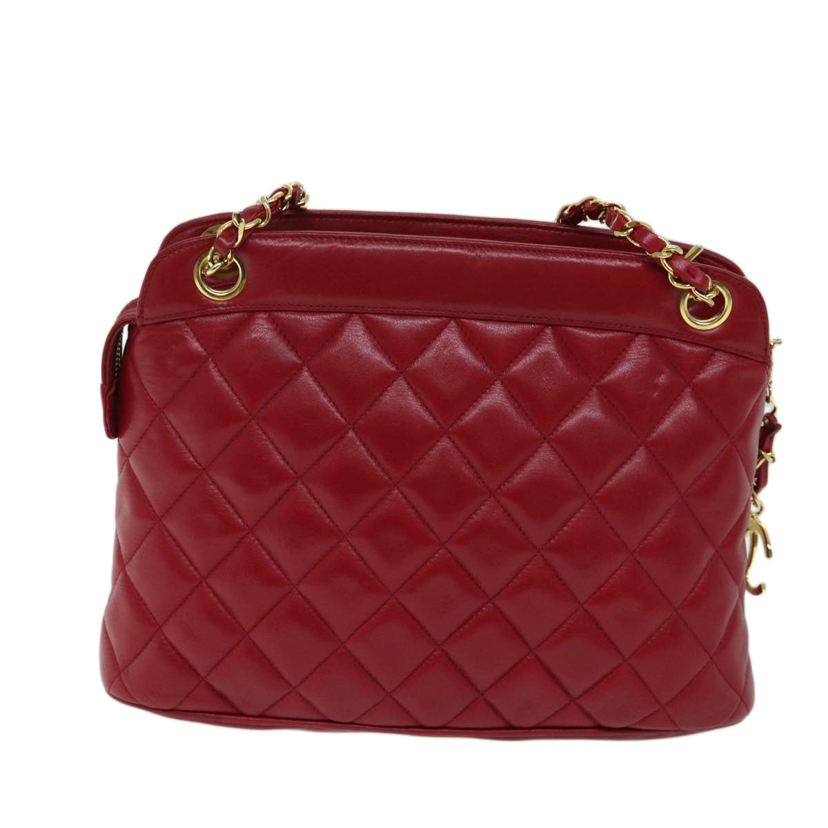 CHANEL Matelasse Chain Shoulder Bag Leather Red CC Auth yk11662 - 0