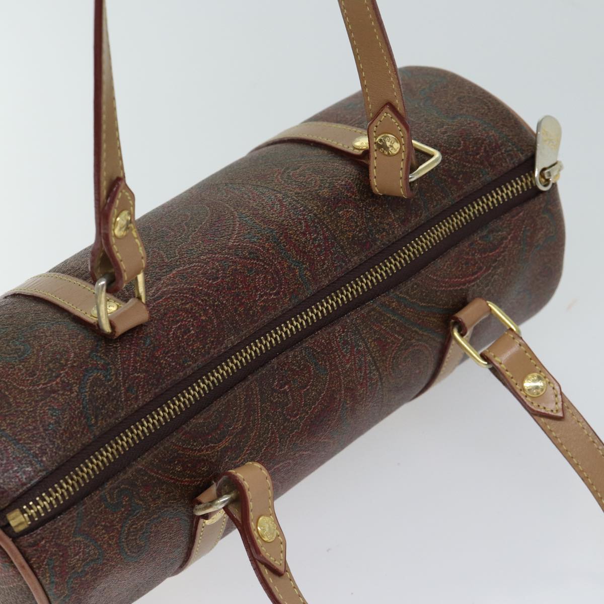 ETRO Paisley Boston Bag PVC Brown Auth yk11685