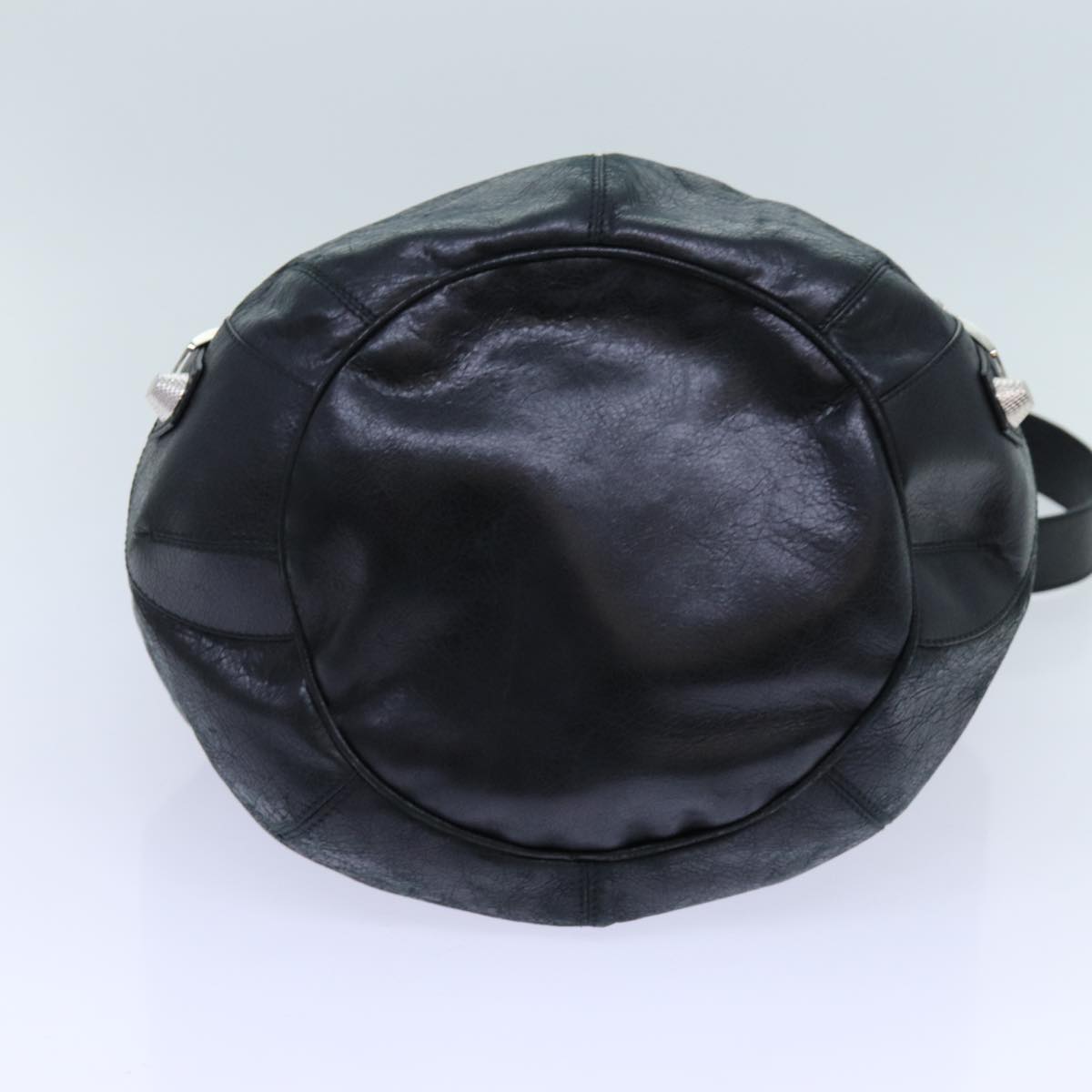 BALENCIAGA The Giant Pom Pom Hand Bag Leather 2way Black 203069 Auth yk11693