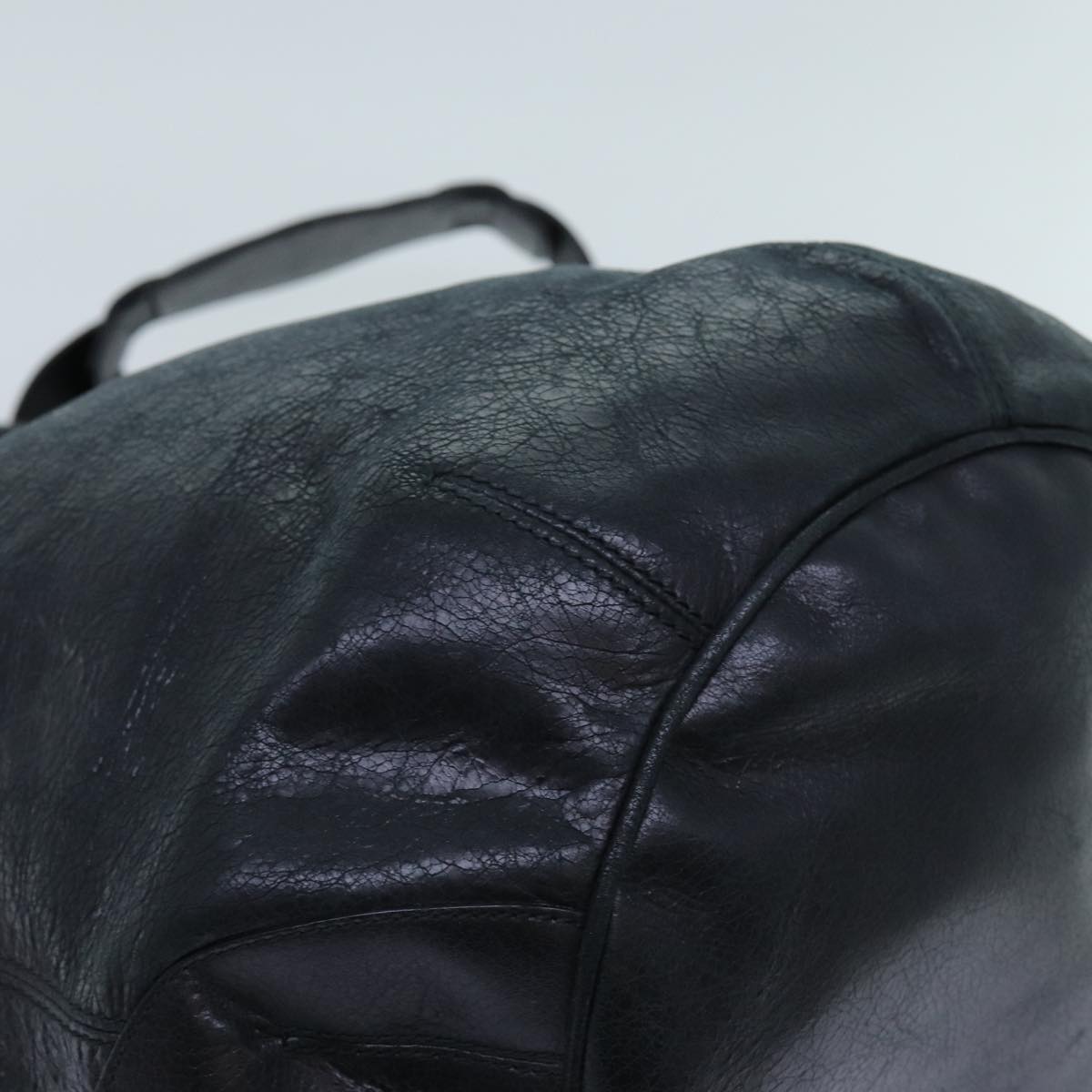 BALENCIAGA The Giant Pom Pom Hand Bag Leather 2way Black 203069 Auth yk11693