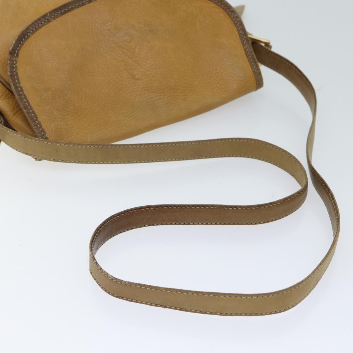 LOEWE Anagram Shoulder Bag Leather Beige Auth yk11699