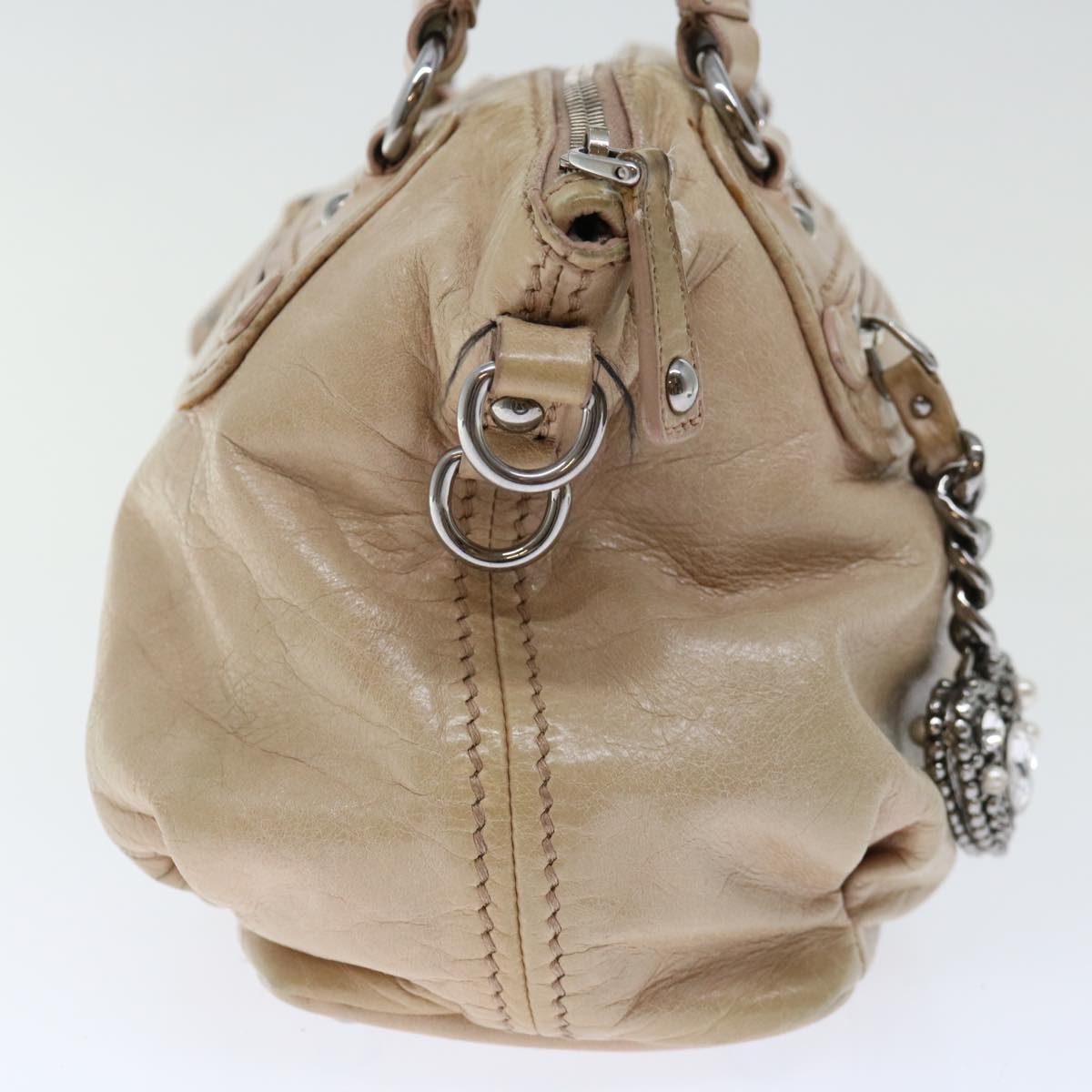 Miu Miu Hand Bag Leather 2way Beige Auth yk11704