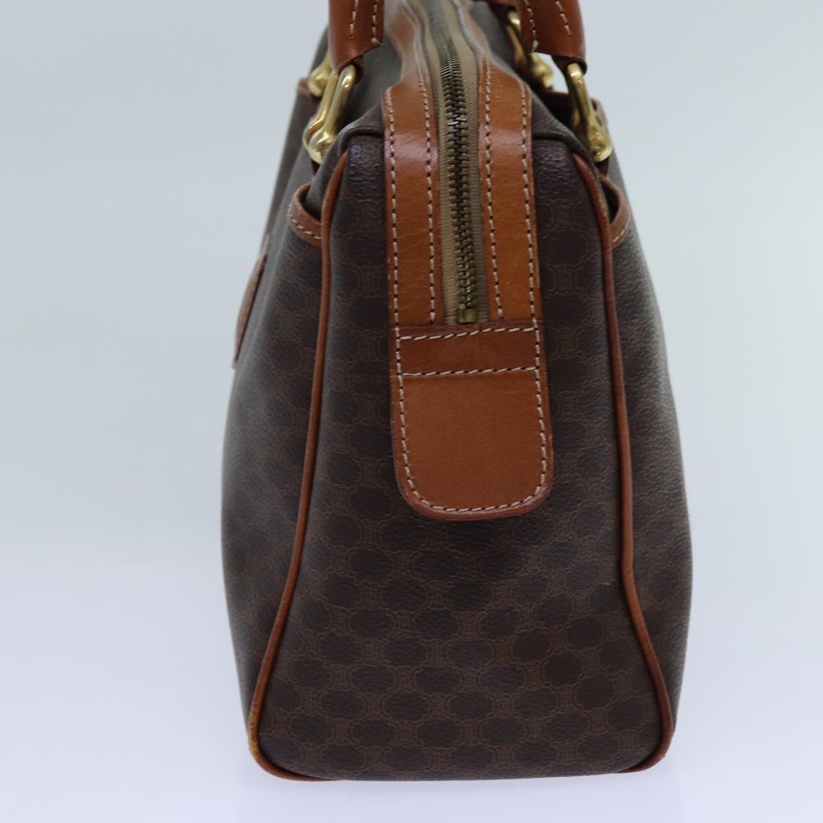 CELINE Macadam Canvas Hand Bag PVC Brown Auth yk11723
