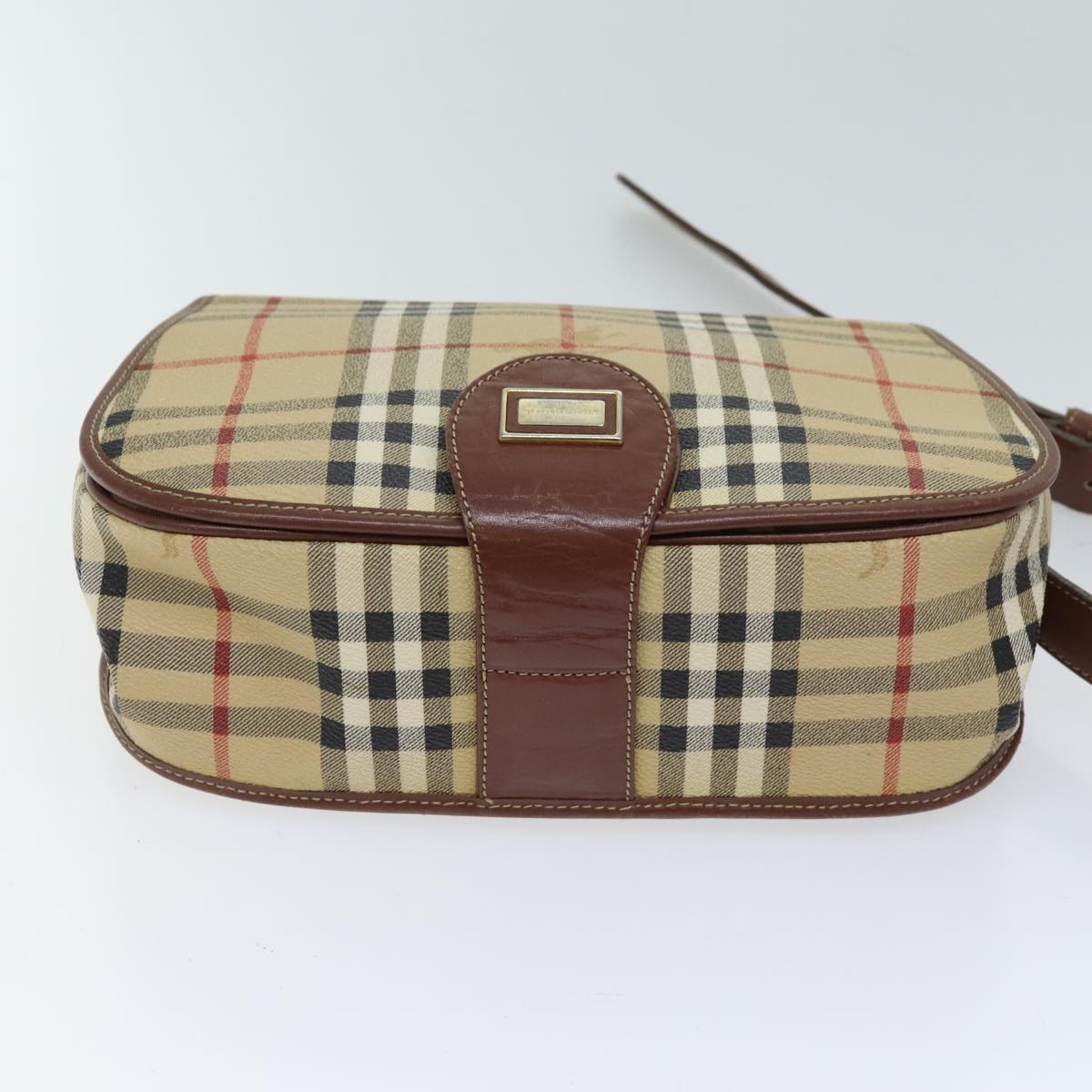 BURBERRY Nova Check Shoulder Bag PVC Leather Beige Auth yk11741