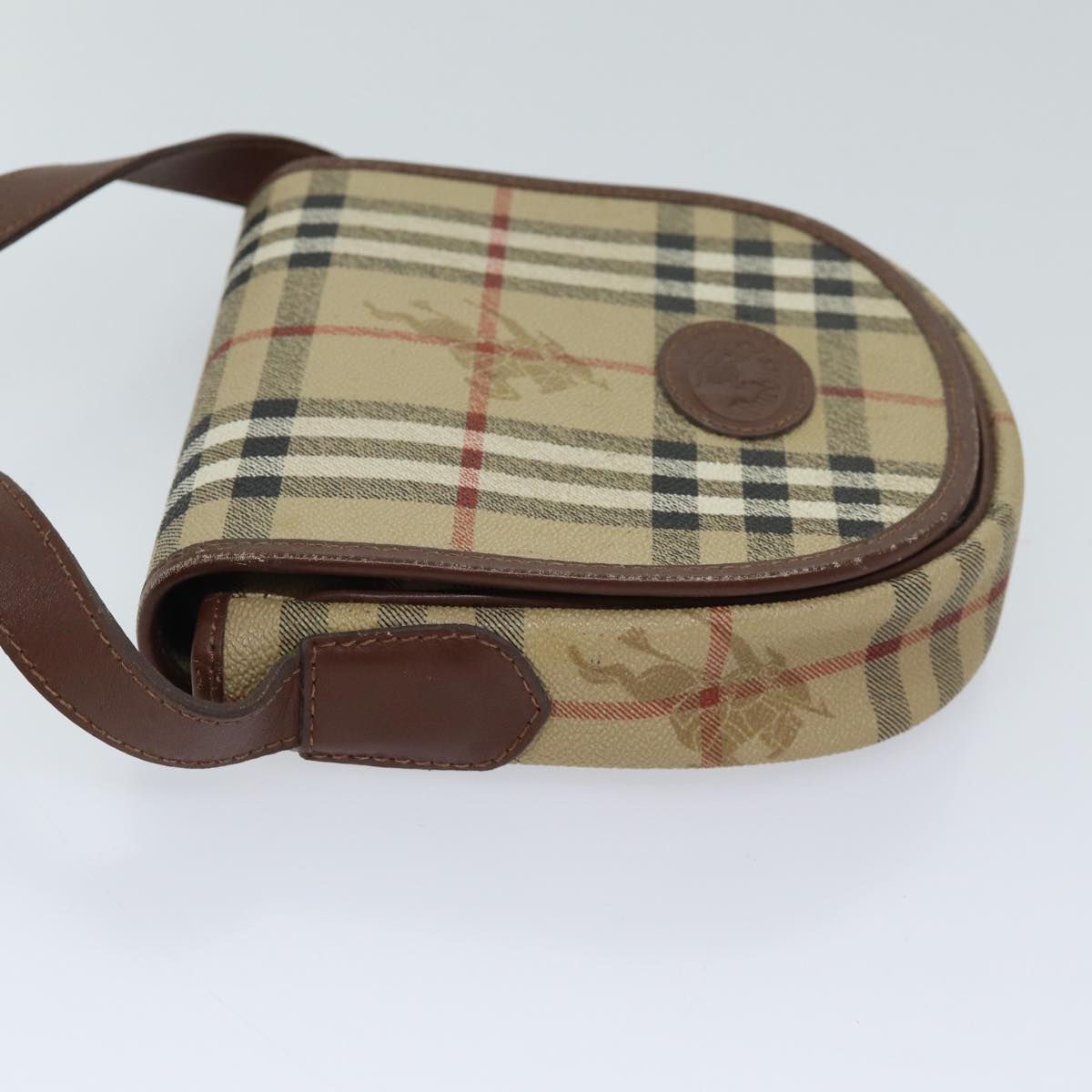 Burberrys Nova Check Shoulder Bag PVC Brown Auth yk11759