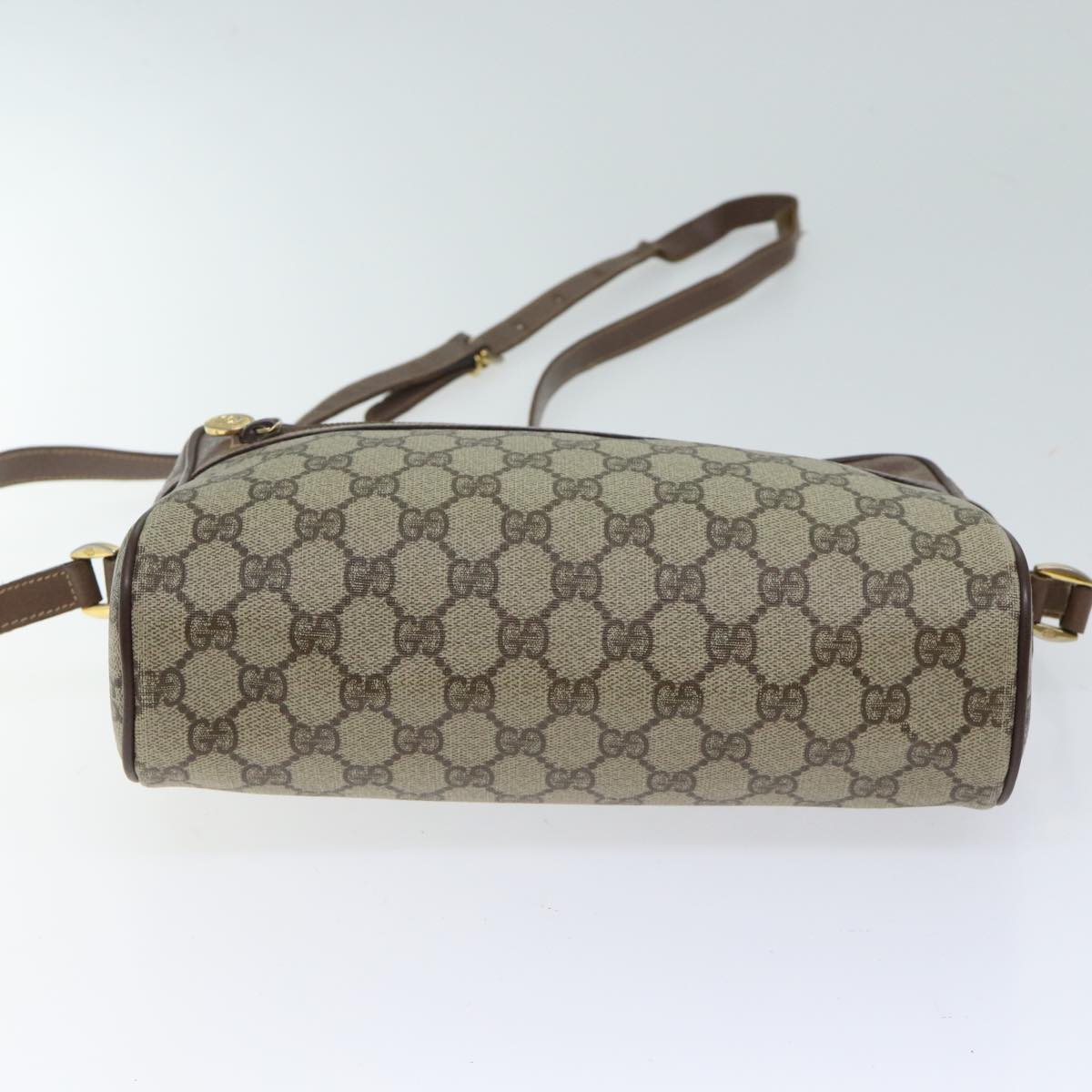 GUCCI GG Canvas Web Sherry Line Shoulder Bag PVC Beige Green Red Auth yk11769