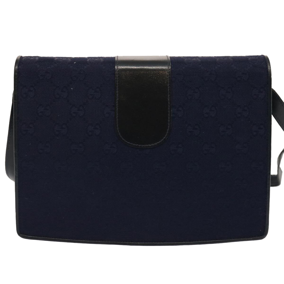 GUCCI GG Canvas Shoulder Bag Navy Black Auth yk11772 - 0