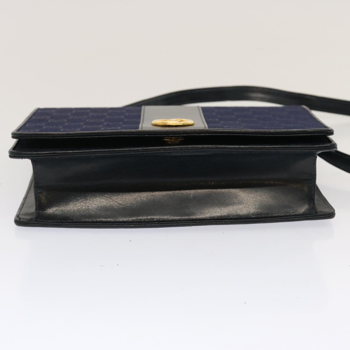 GUCCI GG Canvas Shoulder Bag Navy Black Auth yk11772