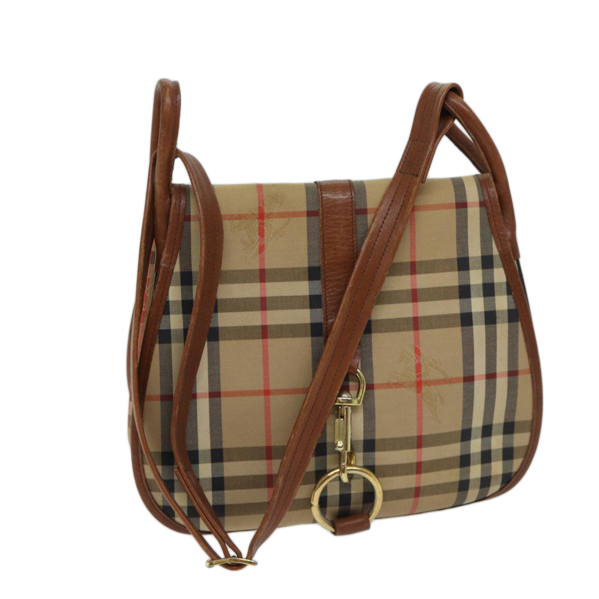 Burberrys Nova Check Shoulder Bag Canvas Brown Auth yk11775