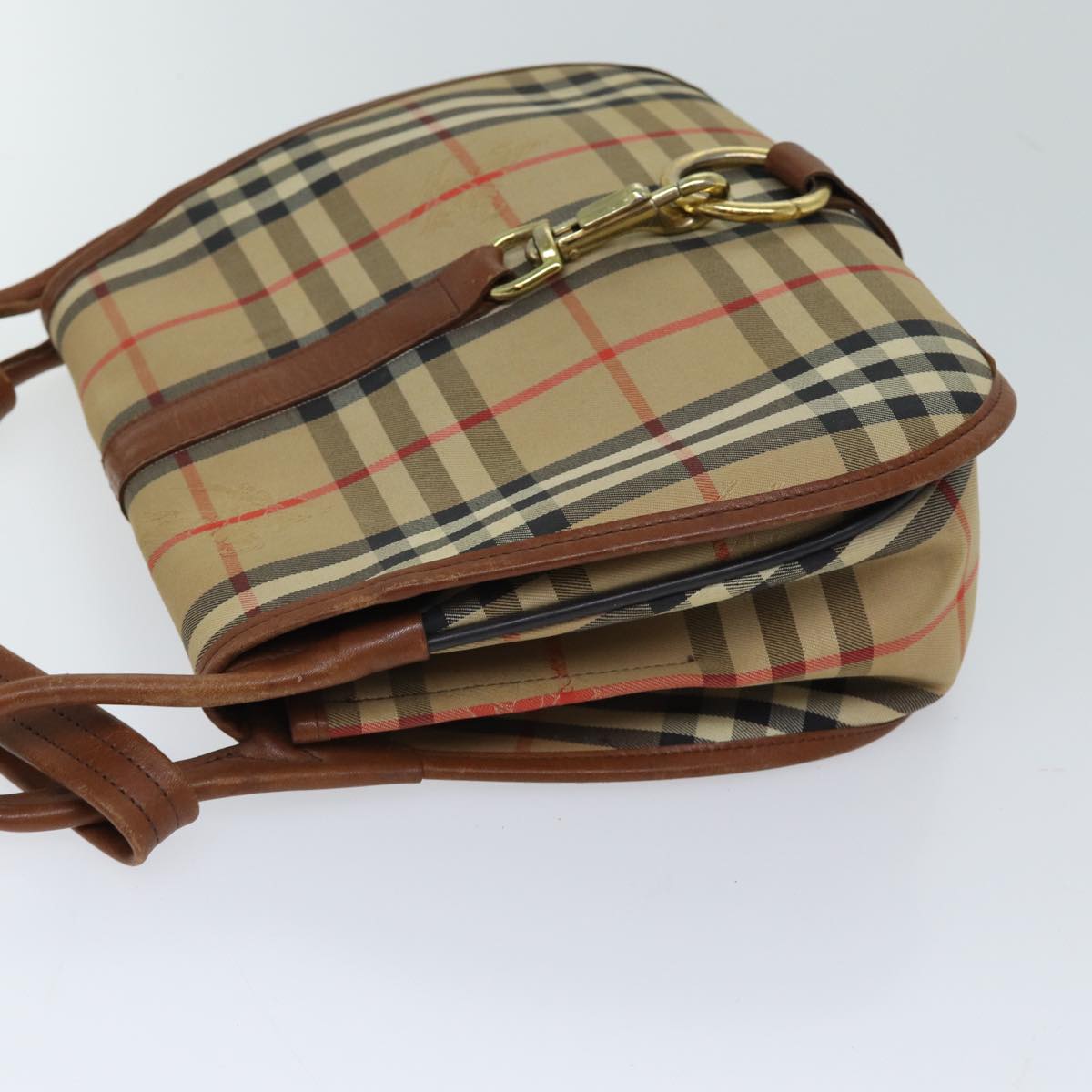 Burberrys Nova Check Shoulder Bag Canvas Brown Auth yk11775