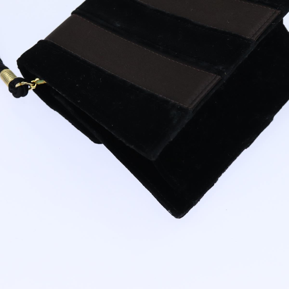 FENDI Pecan Canvas Shoulder Bag Velor Black Brown Auth yk11781