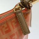 FENDI Zucchino Canvas Accessory Pouch Coated Canvas Orange Auth yk11786-9