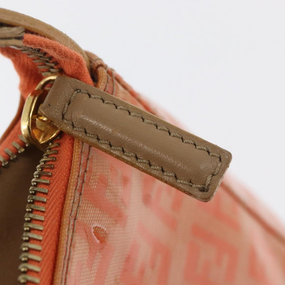 FENDI Zucchino Canvas Accessory Pouch Coated Canvas Orange Auth yk11786