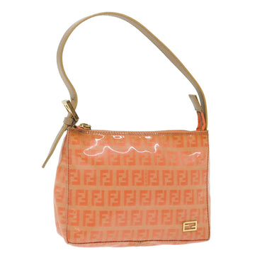 FENDI Zucchino Canvas Accessory Pouch Coated Canvas Orange Auth yk11786