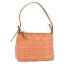 FENDI Zucchino Canvas Accessory Pouch Coated Canvas Orange Auth yk11786-1