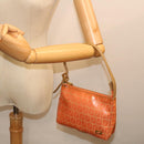 FENDI Zucchino Canvas Accessory Pouch Coated Canvas Orange Auth yk11786-22