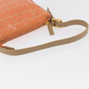 FENDI Zucchino Canvas Accessory Pouch Coated Canvas Orange Auth yk11786-7