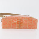 FENDI Zucchino Canvas Accessory Pouch Coated Canvas Orange Auth yk11786-5