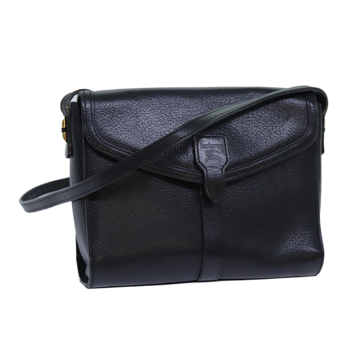 Burberrys Shoulder Bag Leather Black Auth yk11813