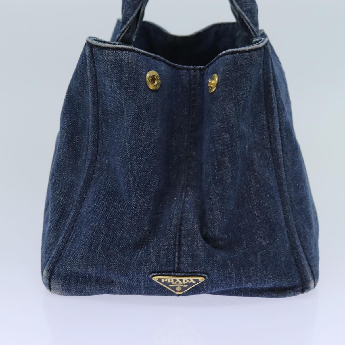 PRADA Canapa MM Hand Bag Denim Blue Auth yk11840