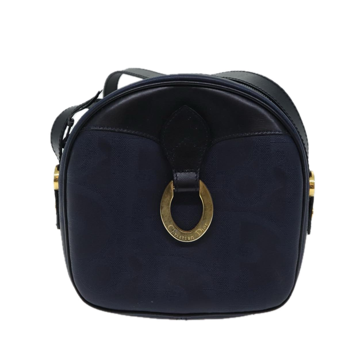 Christian Dior Trotter Canvas Shoulder Bag Navy Auth yk11847