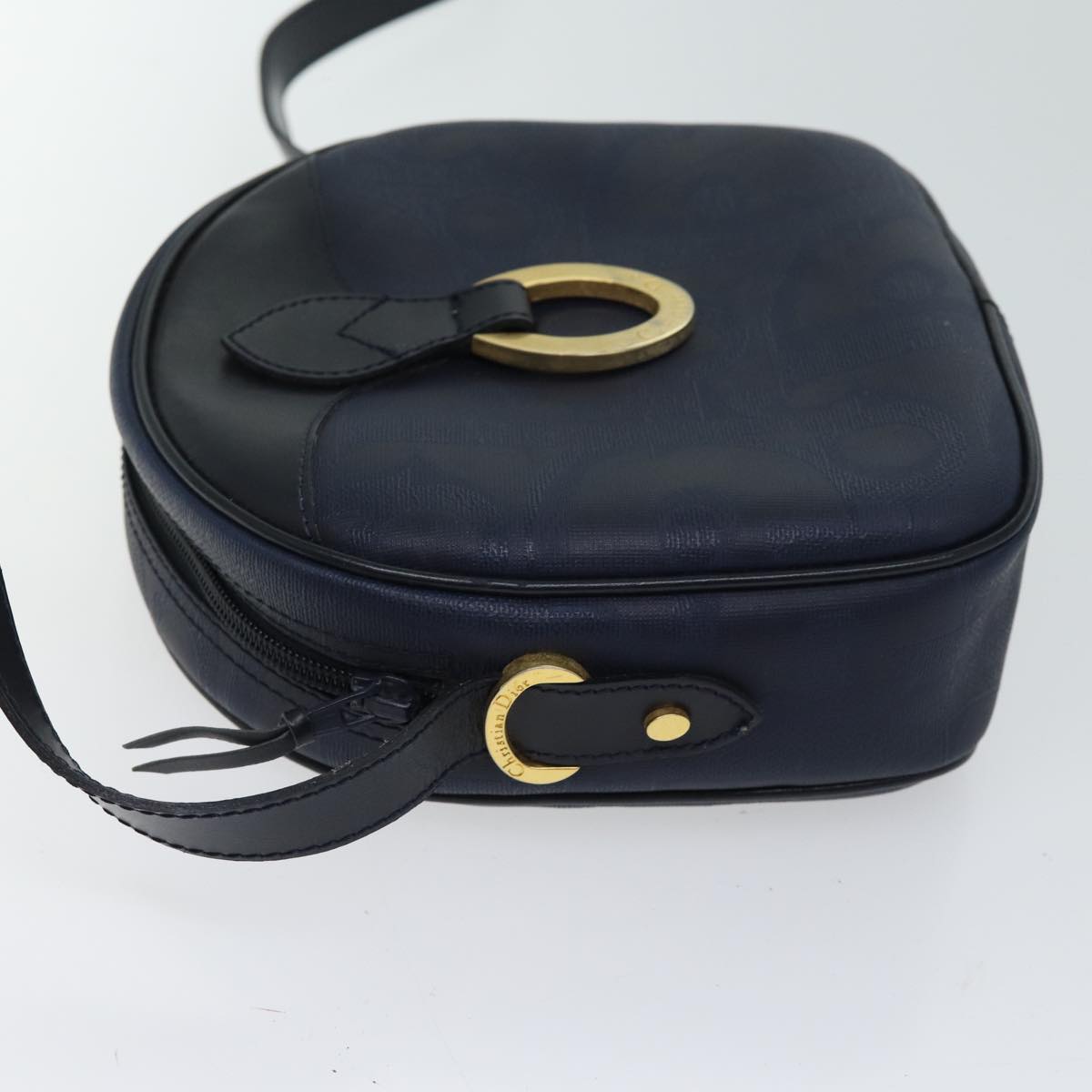 Christian Dior Trotter Canvas Shoulder Bag Navy Auth yk11847