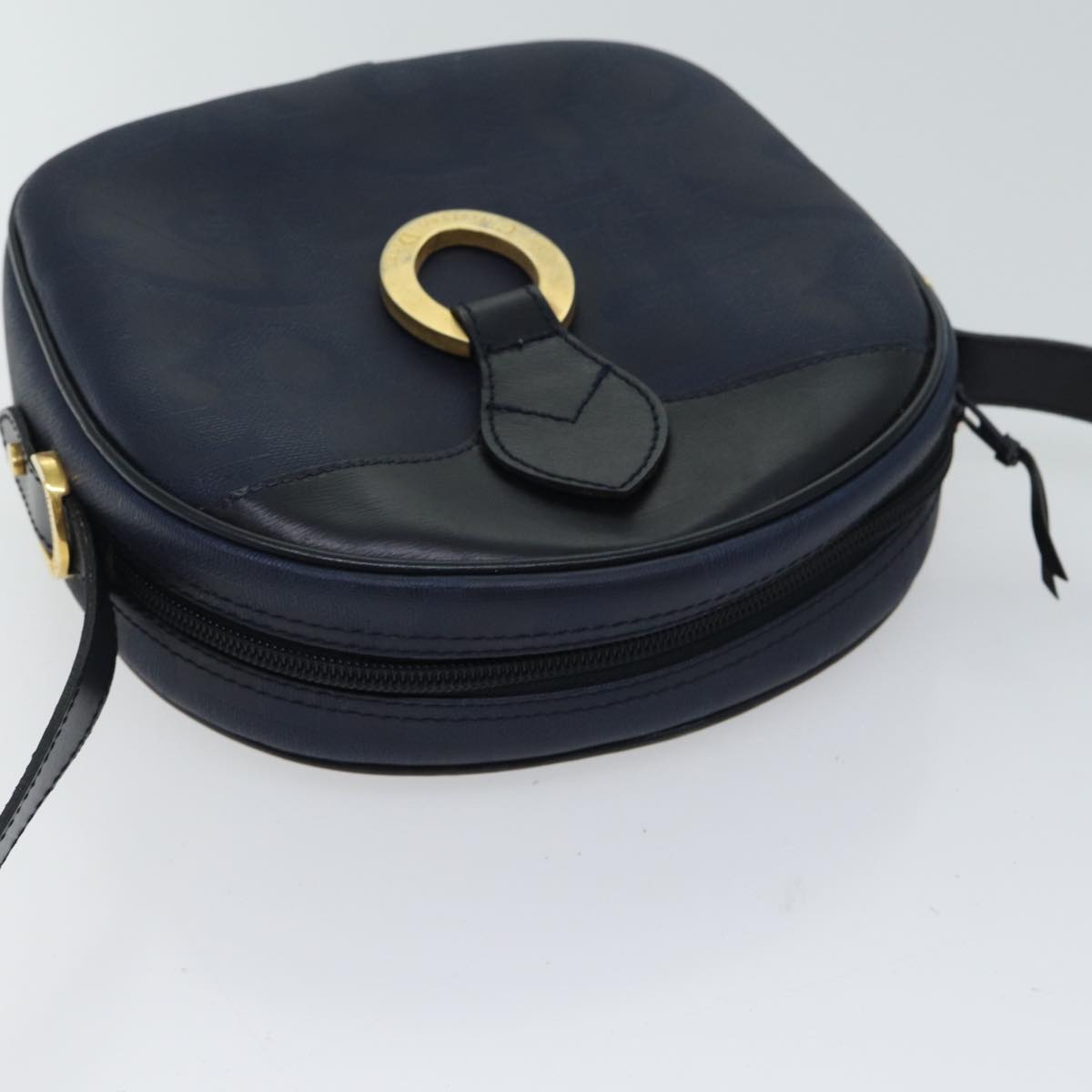 Christian Dior Trotter Canvas Shoulder Bag Navy Auth yk11847