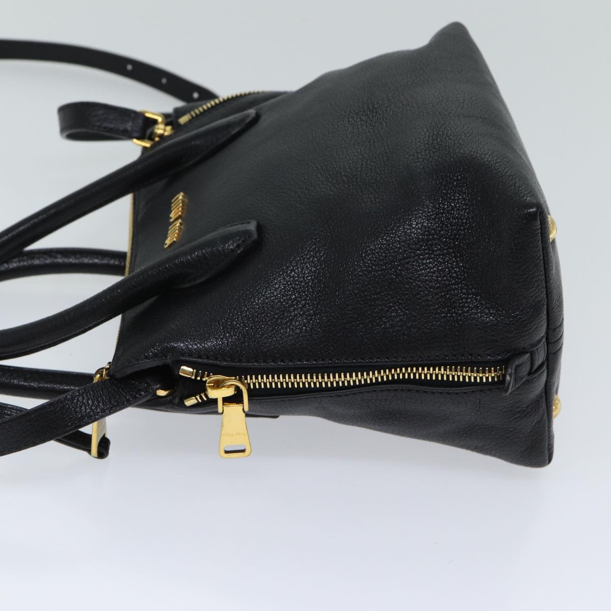 Miu Miu Hand Bag Leather 2way Black Auth yk11849
