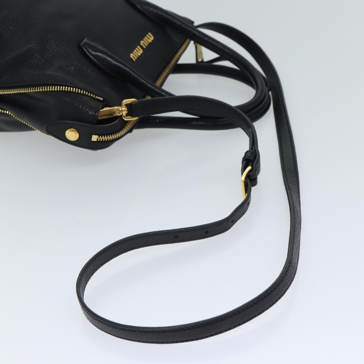 Miu Miu Hand Bag Leather 2way Black Auth yk11849
